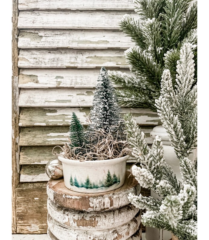 Antique Ironstone Dish w/ Trees transfer - Holiday